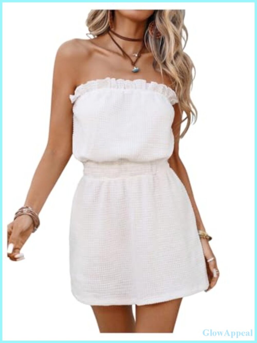 Strapless Textured Coverup Dress Boho Sundress Poolside Beach Vacation